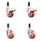 Service Caster 3 Inch 316SS Red Poly Swivel 1-1/8 Inch Expanding Stem Caster Lock Brake, 2PK SS316TTLEX20S314-PPUB-RED-2-S-2-118 - alternate 1